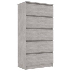 vidaXL Aparador con cajones contrachapada gris hormigón 60x35x121 cm
