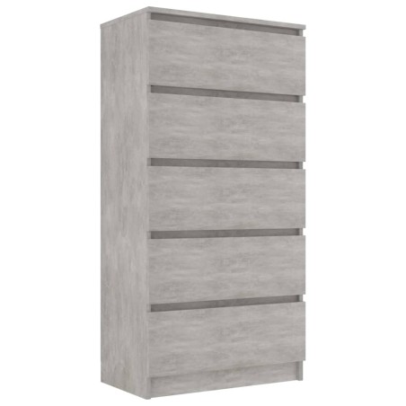 vidaXL Aparador con cajones contrachapada gris hormigón 60x35x121 cm