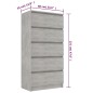 vidaXL Aparador con cajones contrachapada gris hormigón 60x35x121 cm vidaXL Aparador con cajones contrachapada gris hormigón 60x35x121 cm