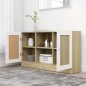 vidaXL Aparador contrachapada blanco y roble Sonoma 120x30,5x70 cm vidaXL Aparador contrachapada blanco y roble Sonoma 120x30,5x70 cm