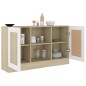 vidaXL Aparador contrachapada blanco y roble Sonoma 120x30,5x70 cm vidaXL Aparador contrachapada blanco y roble Sonoma 120x30,5x70 cm
