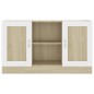 vidaXL Aparador contrachapada blanco y roble Sonoma 120x30,5x70 cm vidaXL Aparador contrachapada blanco y roble Sonoma 120x30,5x70 cm