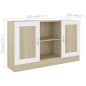 vidaXL Aparador contrachapada blanco y roble Sonoma 120x30,5x70 cm vidaXL Aparador contrachapada blanco y roble Sonoma 120x30,5x70 cm