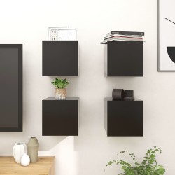 vidaXL Muebles de salón de pared 4 uds negro 30,5x30x30 cm