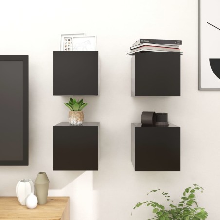vidaXL Muebles de salón de pared 4 uds negro 30,5x30x30 cm