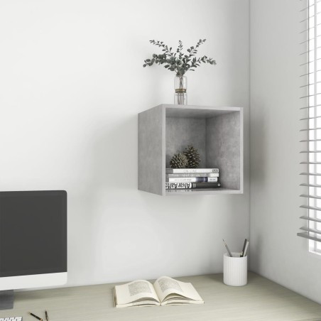 vidaXL Armario de pared madera contrachapada gris hormigón 37x37x37 cm
