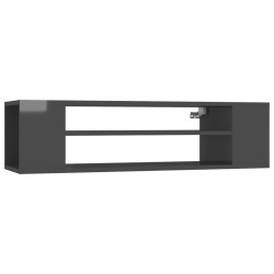 vidaXL Mueble de TV colgante contrachapada gris brillo 100x30x26,5 cm
