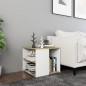 vidaXL Mesa auxiliar madera contrachapada blanco y roble 50x50x45 cm vidaXL Mesa auxiliar madera contrachapada blanco y roble 50x50x45 cm