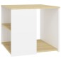 vidaXL Mesa auxiliar madera contrachapada blanco y roble 50x50x45 cm vidaXL Mesa auxiliar madera contrachapada blanco y roble 50x50x45 cm