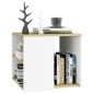 vidaXL Mesa auxiliar madera contrachapada blanco y roble 50x50x45 cm vidaXL Mesa auxiliar madera contrachapada blanco y roble 50x50x45 cm