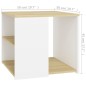 vidaXL Mesa auxiliar madera contrachapada blanco y roble 50x50x45 cm vidaXL Mesa auxiliar madera contrachapada blanco y roble 50x50x45 cm