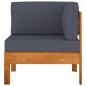 vidaXL Sofá de esquina madera maciza de acacia con cojines gris oscuro vidaXL Sofá de esquina madera maciza de acacia con cojines gris oscuro