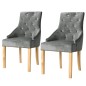 vidaXL Sillas de comedor 2 unidades roble macizo y terciopelo plata vidaXL Sillas de comedor 2 unidades roble macizo y terciopelo plata