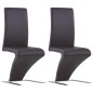 vidaXL Sillas de comedor forma de zigzag 2 uds cuero sintético marrón