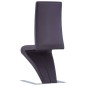 vidaXL Sillas de comedor forma de zigzag 2 uds cuero sintético marrón