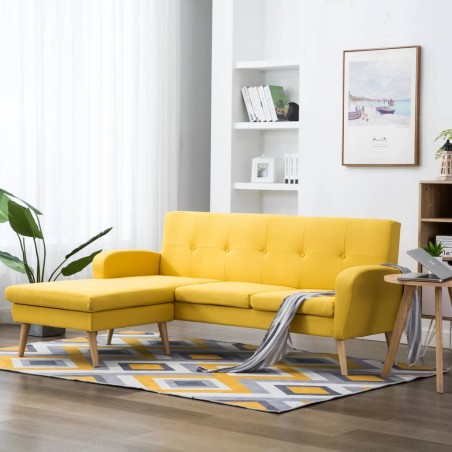 vidaXL Sofá con forma de L tapizado de tela amarillo 186x136x79 cm