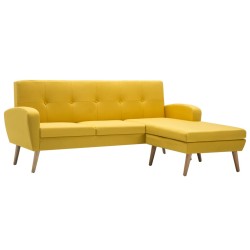 vidaXL Sofá con forma de L tapizado de tela amarillo 186x136x79 cm