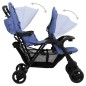 vidaXL Carrito para gemelos tandem de acero azul marino vidaXL Carrito para gemelos tandem de acero azul marino