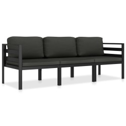 vidaXL Set muebles de jardín 3 pzas y cojines aluminio gris antracita 
