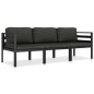 vidaXL Set muebles de jardín 3 pzas y cojines aluminio gris antracita vidaXL Set muebles de jardín 3 pzas y cojines aluminio gris antracita
