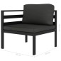 vidaXL Set muebles de jardín 3 pzas y cojines aluminio gris antracita vidaXL Set muebles de jardín 3 pzas y cojines aluminio gris antracita