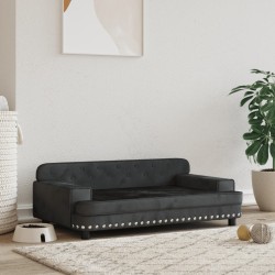 vidaXL Cama para perros de terciopelo negro 90x53x30 cm