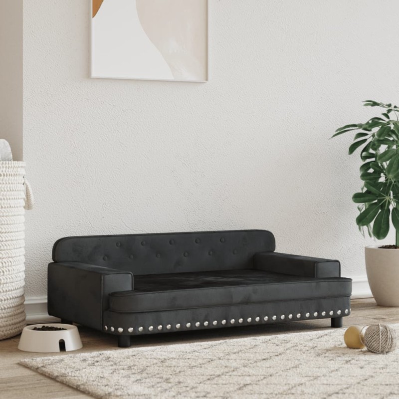 vidaXL Cama para perros de terciopelo negro 90x53x30 cm vidaXL Cama para perros de terciopelo negro 90x53x30 cm
