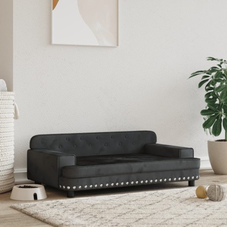 vidaXL Cama para perros de terciopelo negro 90x53x30 cm