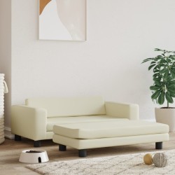 vidaXL Cama de perros con extensión cuero sintético crema 100x50x30 cm