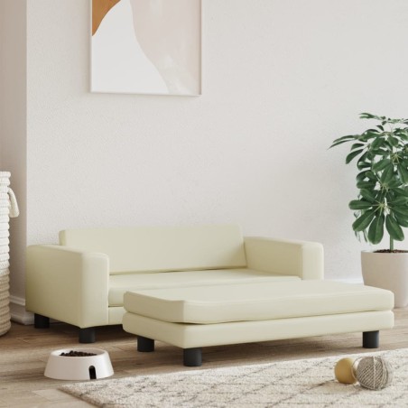 vidaXL Cama de perros con extensión cuero sintético crema 100x50x30 cm