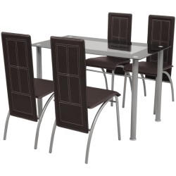 vidaXL Conjunto de Comedor rmuy Cómodo Pack de Cinco Piezas de Color Marrón
