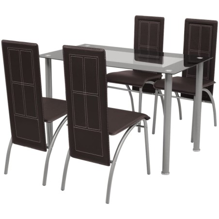 vidaXL Conjunto de Comedor rmuy Cómodo Pack de Cinco Piezas de Color Marrón