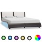 vidaXL Estructura de cama con LED cuero PE gris y blanco 120x200 cm vidaXL Estructura de cama con LED cuero PE gris y blanco 120x200 cm