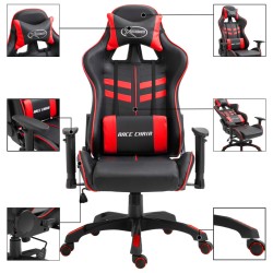 vidaXL Silla de gaming de cuero sintético rojo