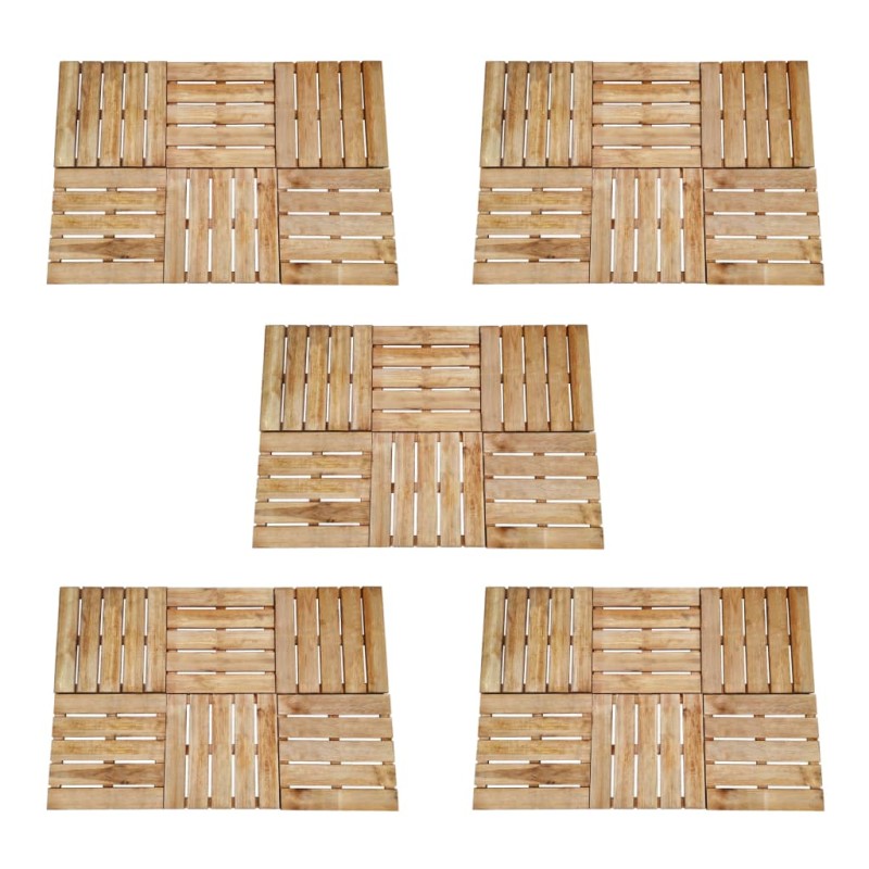 vidaXL Baldosas de porche 30 unidades madera marrón 50x50 cm vidaXL Baldosas de porche 30 unidades madera marrón 50x50 cm