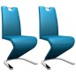 vidaXL Sillas de comedor forma de zigzag 2 uds cuero sintético azul vidaXL Sillas de comedor forma de zigzag 2 uds cuero sintético azul