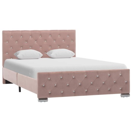 vidaXL Estructura de cama de terciopelo rosa 120x200 cm