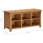 vidaXL Mueble zapatero de madera maciza de roble 90x37x45 cm vidaXL Mueble zapatero de madera maciza de roble 90x37x45 cm