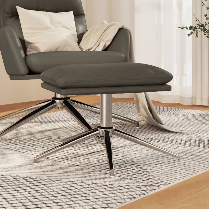 vidaXL Reposapiés cuero sintético gris 45x29,5x35 cm vidaXL Reposapiés cuero sintético gris 45x29,5x35 cm