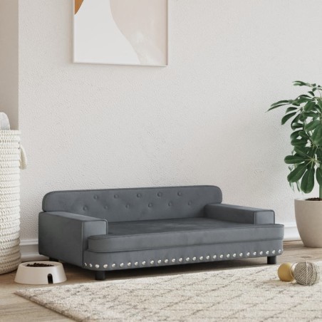 vidaXL Cama para perros de terciopelo gris oscuro 90x53x30 cm