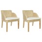 vidaXL Sillas de comedor con cojines 2 unidades ratán natural vidaXL Sillas de comedor con cojines 2 unidades ratán natural