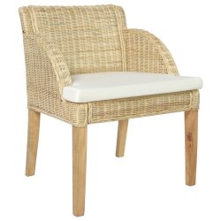 vidaXL Sillas de comedor con cojines 2 unidades ratán natural