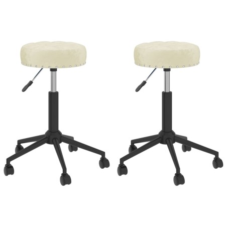 vidaXL Sillas de comedor giratorias 2 unidades terciopelo crema