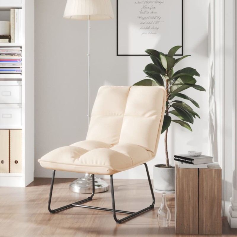 vidaXL Silla de descanso con estructura de metal terciopelo crema vidaXL Silla de descanso con estructura de metal terciopelo crema