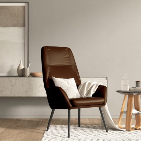 vidaXL Sillón de relax de cuero sintético marrón brillante