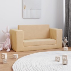 vidaXL Sofá cama infantil 2 plazas felpa suave crema