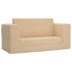 vidaXL Sofá cama infantil 2 plazas felpa suave crema