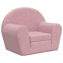 vidaXL Sofá cama para niños felpa suave rosa