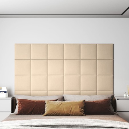 vidaXL Paneles de pared 12 uds tela color crema 30x30 cm 1,08 m²