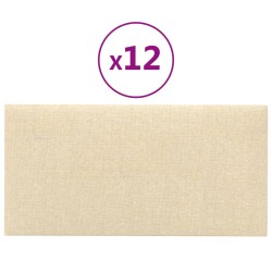 vidaXL Paneles de pared 12 uds tela color crema 30x15 cm 0,54 m²